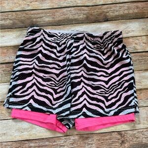 Justice Pink Zebra Print Athletic Shorts with Hot Pink Liner